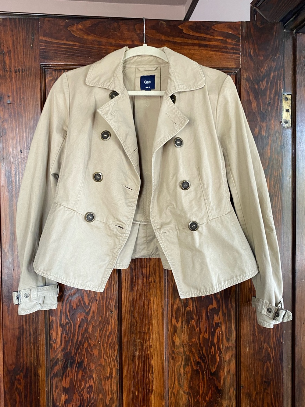 GAP Women's khaki cropped trench jacket